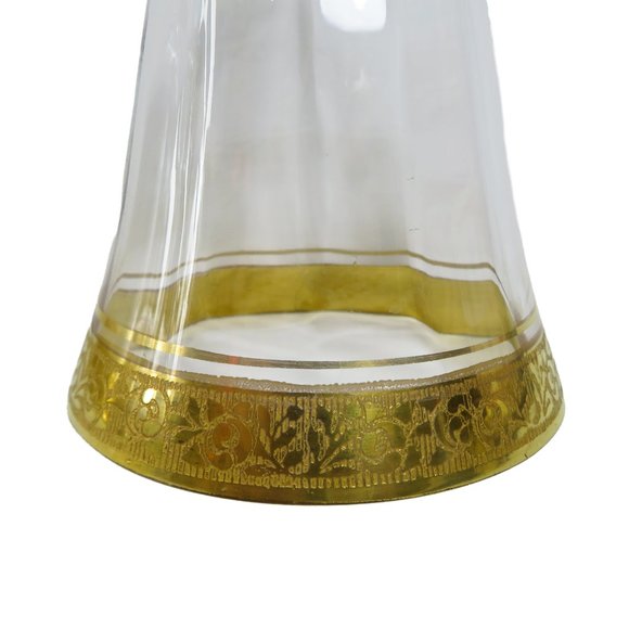 Vintage TWO (2) Tiffin? Minton? Gold Encrusted Band Clear Optic 6.75" Glasses - Picture 7 of 12